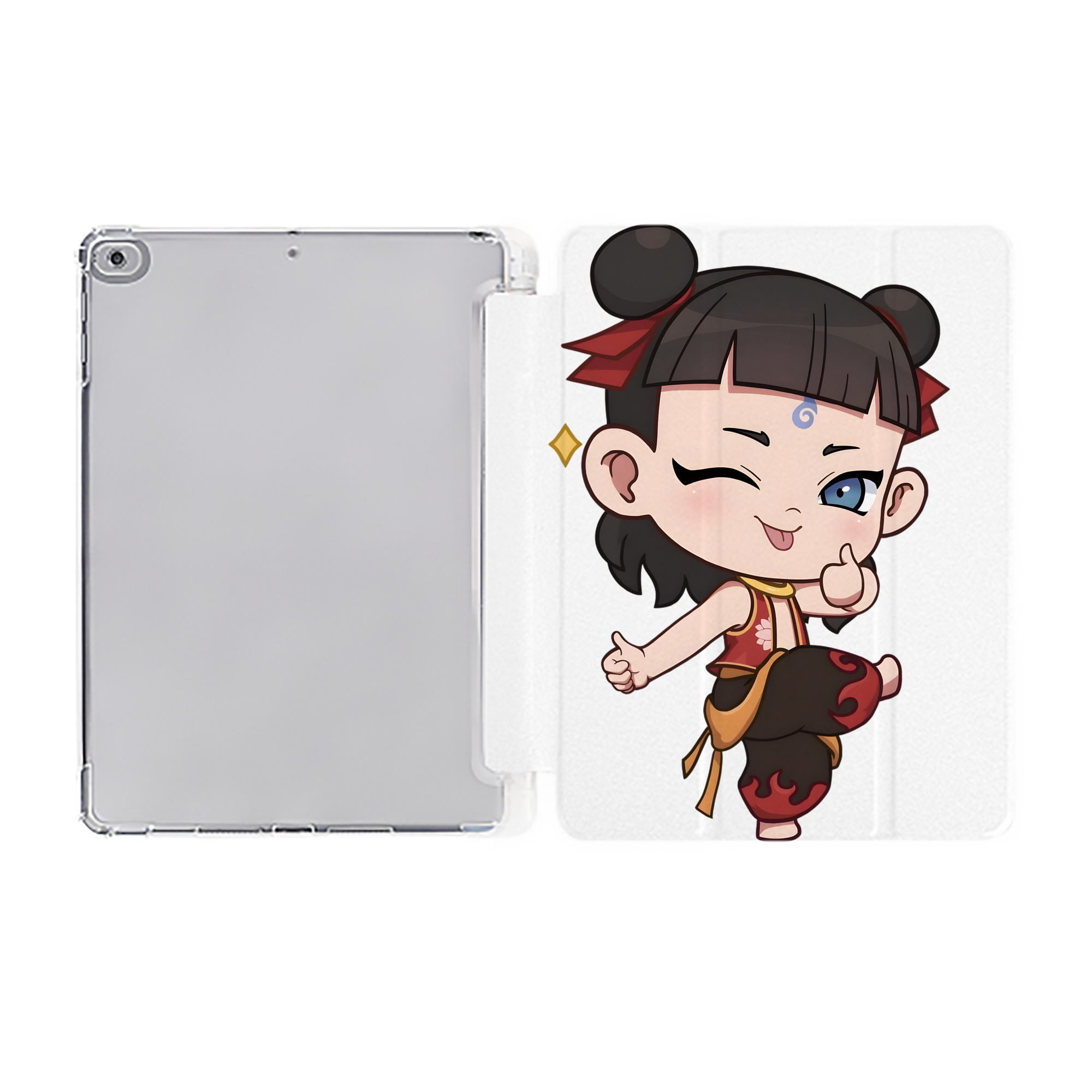 （画像用） Ne Zha 2 ナタ 魔童の大暴れ IPad ケース ペン収納付き 三つ折りスタンド PUレザー×シリコン 対応機種9.5/10.5/10.9インチ
